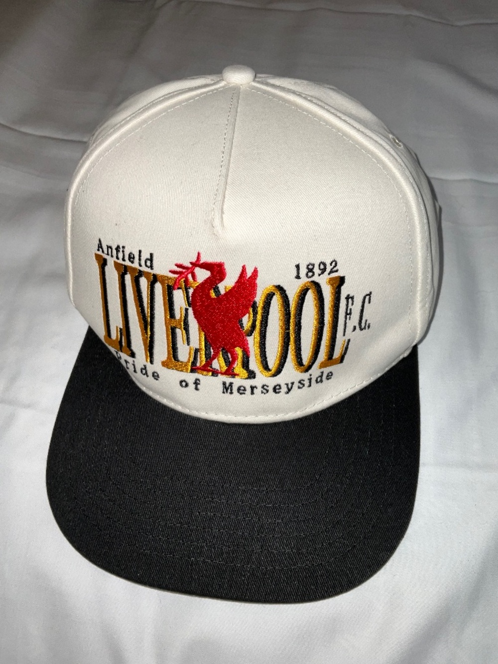 Liverpool FC Pride of Merseyside white and black snapback hat